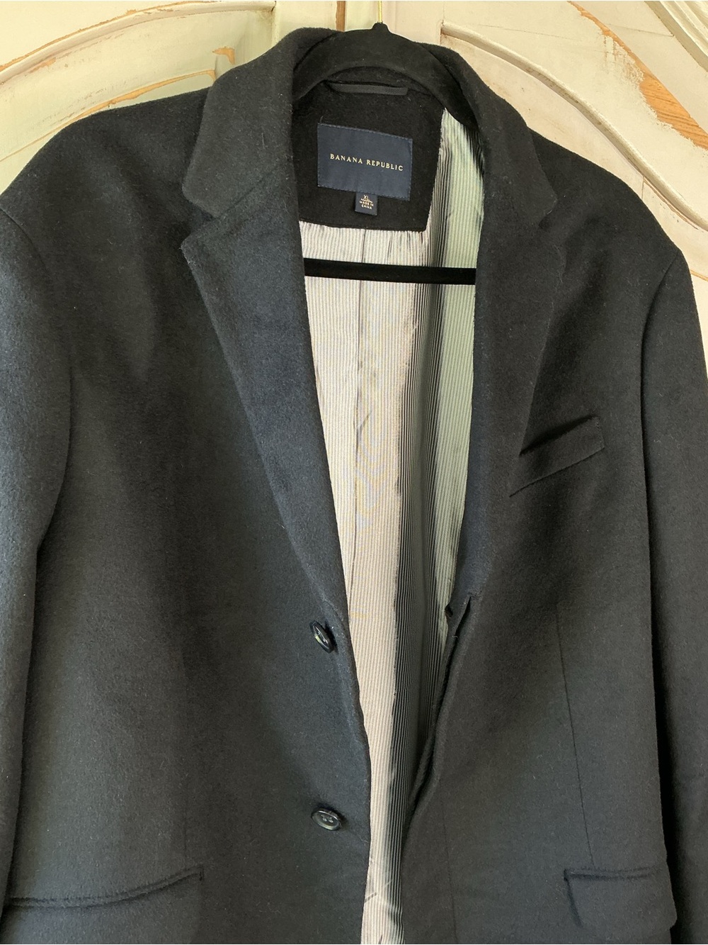Banana Republic | Black Wool Pea Coat Single Breast Urban Classic Preppy XL - Picture 4 of 8